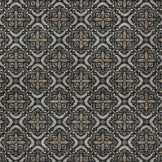 Black And Graphite Geometric Washable Indoor Outdoor Area Rug Photo 1