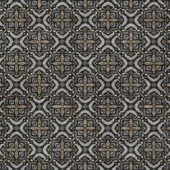 Black And Graphite Geometric Washable Indoor Outdoor Area Rug Photo 1