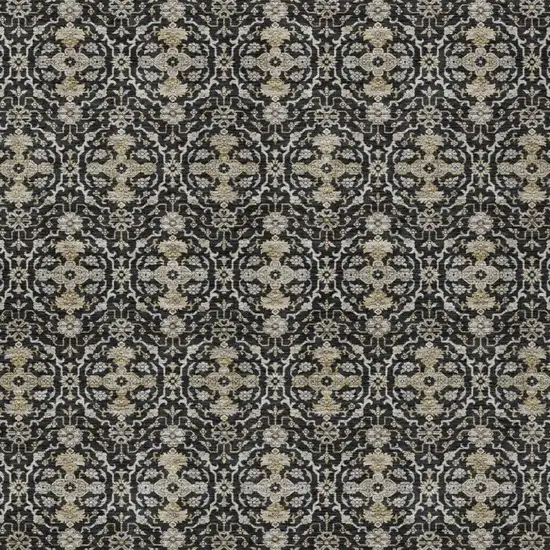 Black And Graphite Oriental Washable Indoor Outdoor Area Rug Photo 3