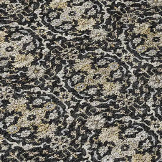 Black And Graphite Oriental Washable Indoor Outdoor Area Rug Photo 5