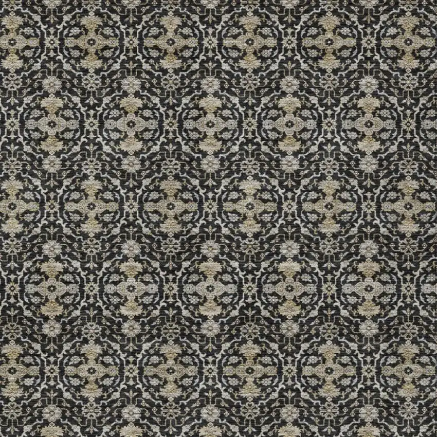 Black And Graphite Oriental Washable Indoor Outdoor Area Rug Photo 2