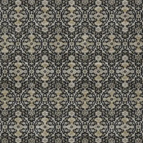 Black And Graphite Oriental Washable Indoor Outdoor Area Rug Photo 3