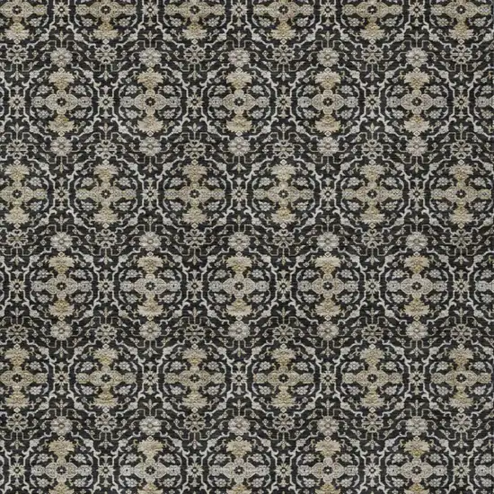 Black And Graphite Oriental Washable Indoor Outdoor Area Rug Photo 2