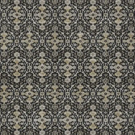 Black And Graphite Oriental Washable Indoor Outdoor Area Rug Photo 3