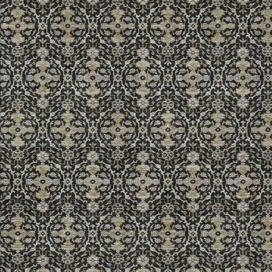Black And Graphite Oriental Washable Indoor Outdoor Area Rug Photo 2