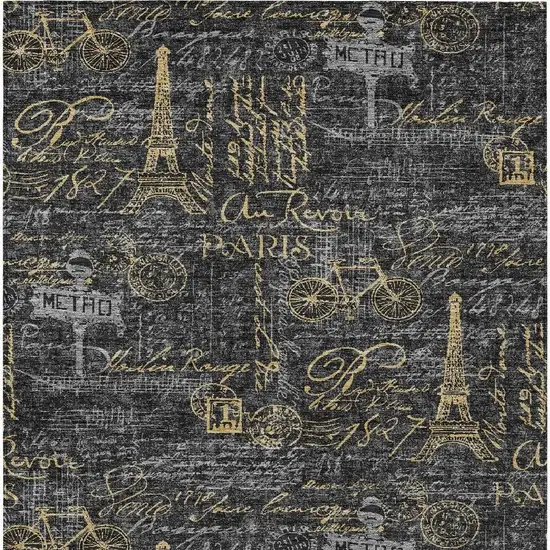 Black And Graphite Southwestern Washable Indoor Outdoor Area Rug Photo 3