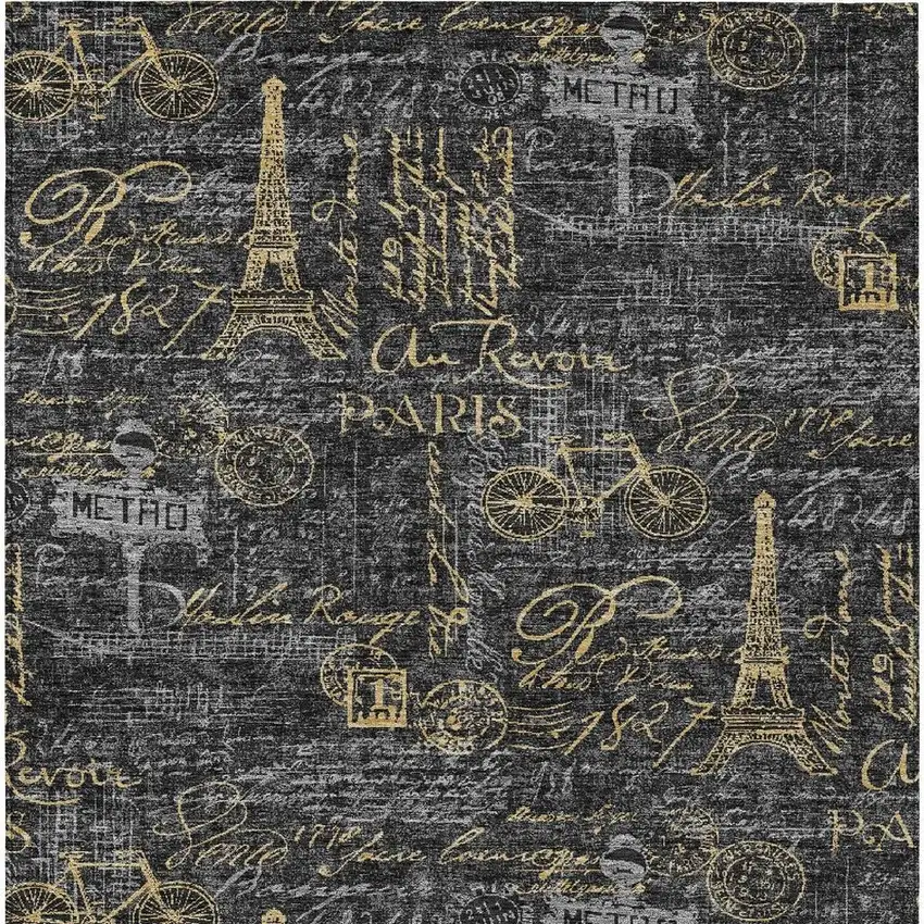 Black And Graphite Southwestern Washable Indoor Outdoor Area Rug Photo 3