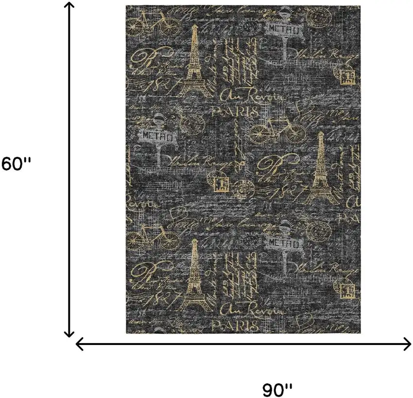 Black And Graphite Southwestern Washable Indoor Outdoor Area Rug Photo 6
