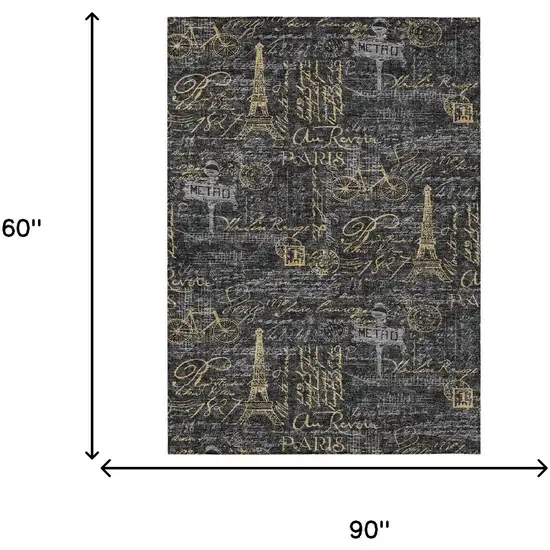 Black And Graphite Southwestern Washable Indoor Outdoor Area Rug Photo 6