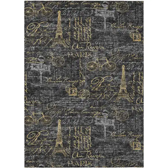 Black And Graphite Southwestern Washable Indoor Outdoor Area Rug Photo 1