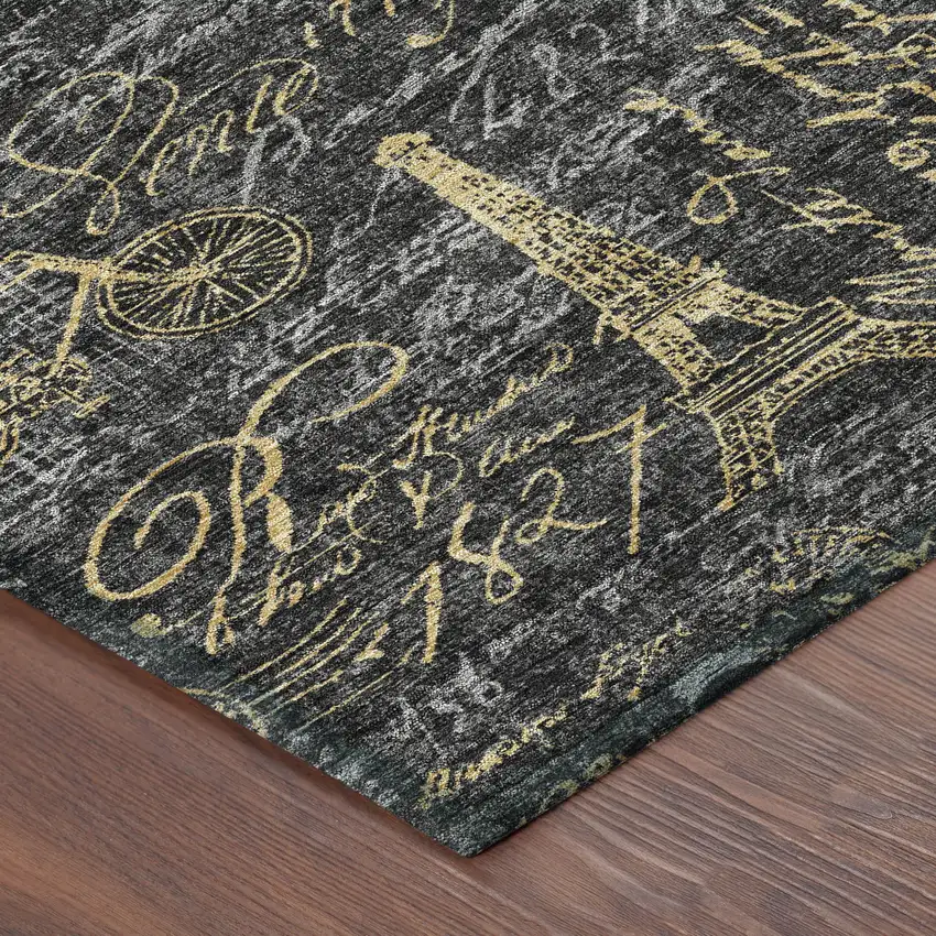 Black And Graphite Southwestern Washable Indoor Outdoor Area Rug Photo 4