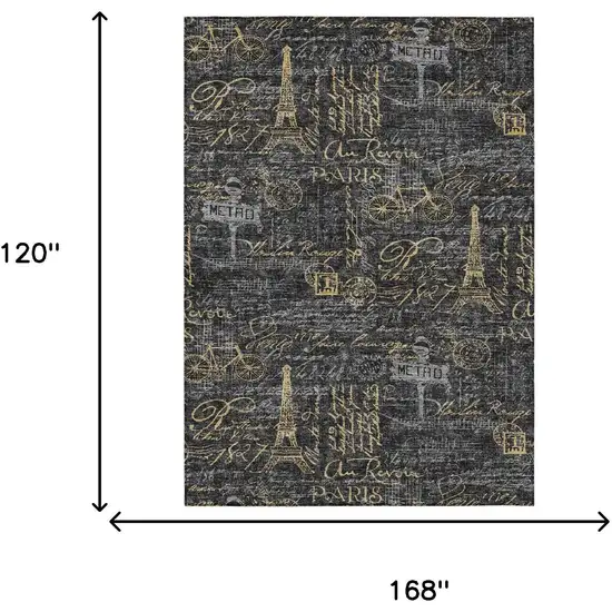 Black And Graphite Southwestern Washable Indoor Outdoor Area Rug Photo 6