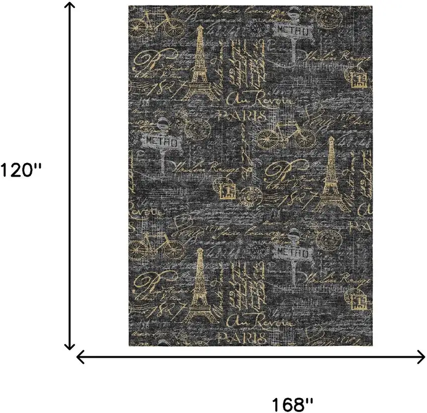 Black And Graphite Southwestern Washable Indoor Outdoor Area Rug Photo 6