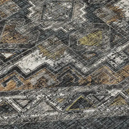Black And Graphite Southwestern Washable Indoor Outdoor Area Rug Photo 4