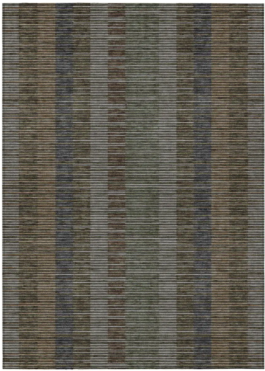 Black And Graphite Striped Washable Indoor Outdoor Area Rug Photo 2