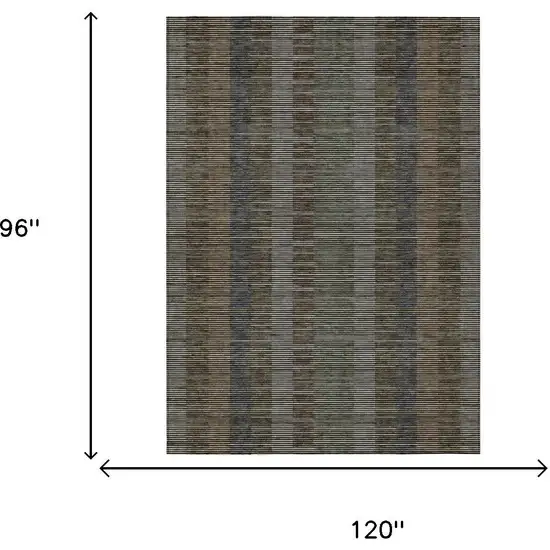 Black And Graphite Striped Washable Indoor Outdoor Area Rug Photo 5