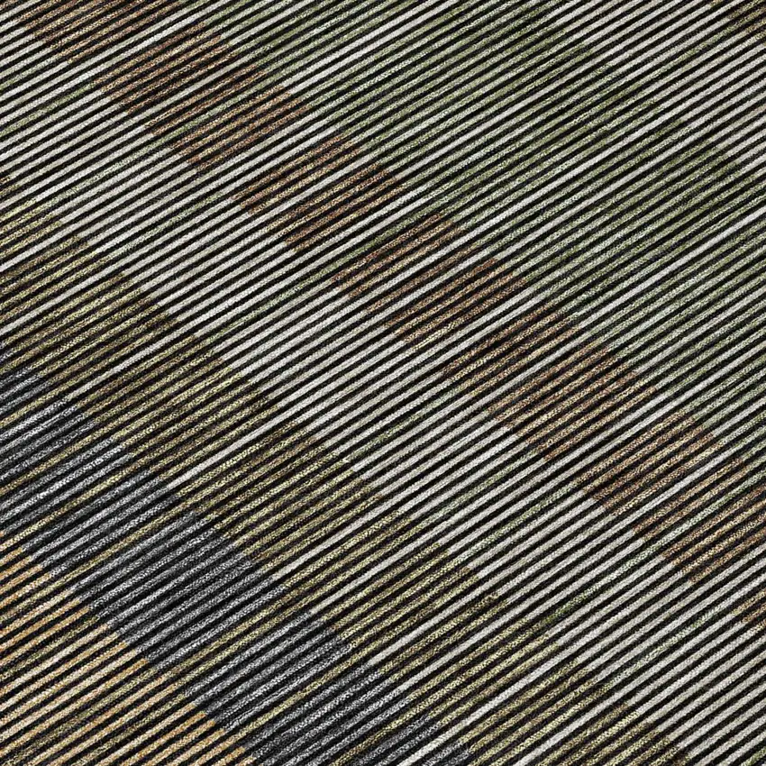 Black And Graphite Striped Washable Indoor Outdoor Area Rug Photo 4