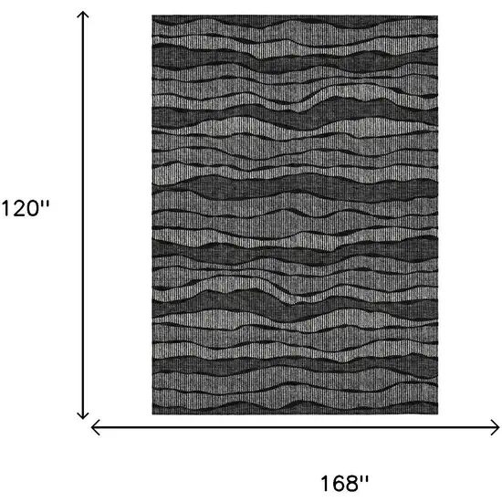 Black And Graphite Striped Washable Indoor Outdoor Area Rug Photo 5