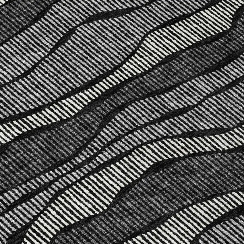 Black And Graphite Striped Washable Indoor Outdoor Area Rug Photo 4