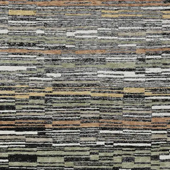 Black And Graphite Striped Washable Indoor Outdoor Area Rug Photo 2