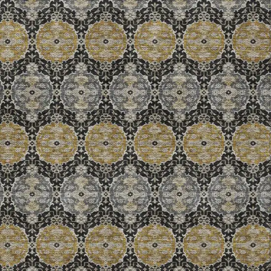 Black And Graphite Striped Washable Indoor Outdoor Area Rug Photo 2