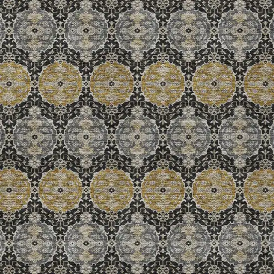 Black And Graphite Striped Washable Indoor Outdoor Area Rug Photo 3