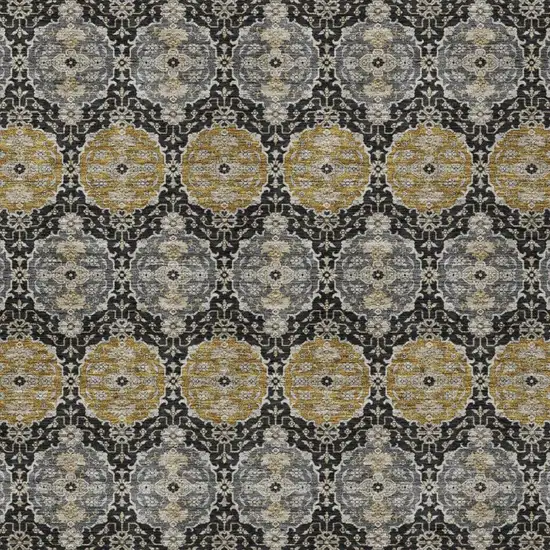 Black And Graphite Striped Washable Indoor Outdoor Area Rug Photo 1