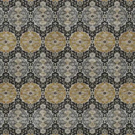 Black And Graphite Striped Washable Indoor Outdoor Area Rug Photo 1