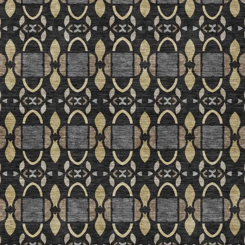 Black And Graphite Striped Washable Indoor Outdoor Area Rug Photo 3