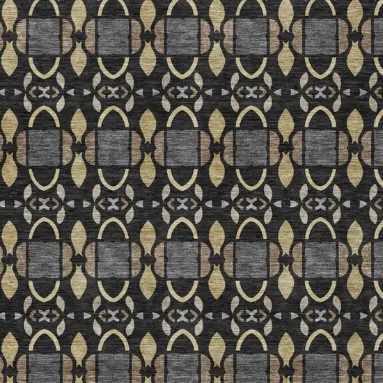 Black And Graphite Striped Washable Indoor Outdoor Area Rug Photo 2