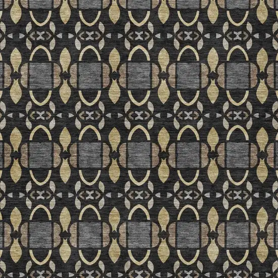 Black And Graphite Striped Washable Indoor Outdoor Area Rug Photo 3