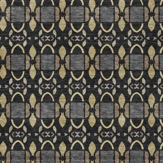 Black And Graphite Striped Washable Indoor Outdoor Area Rug Photo 2