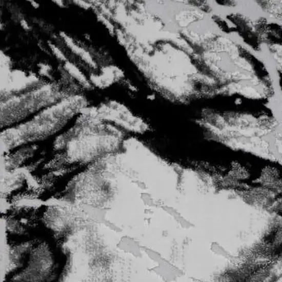 Black And Gray Abstract Area Rug With Fringe Photo 3