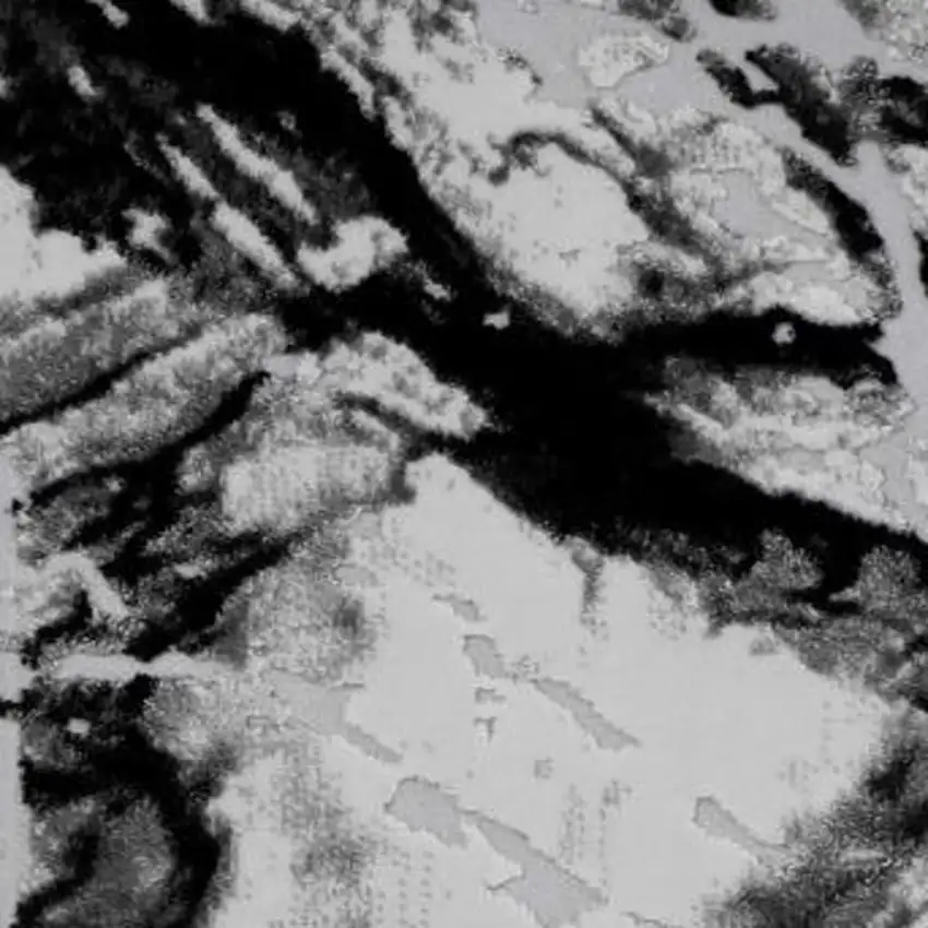 Black And Gray Abstract Area Rug With Fringe Photo 3