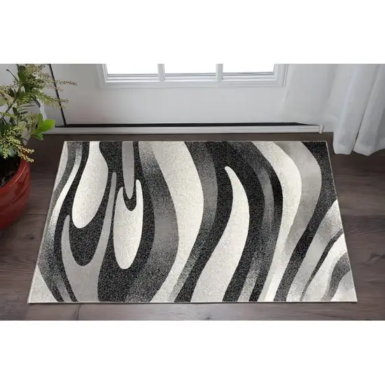 Black And Gray Abstract Area Rug Photo 1