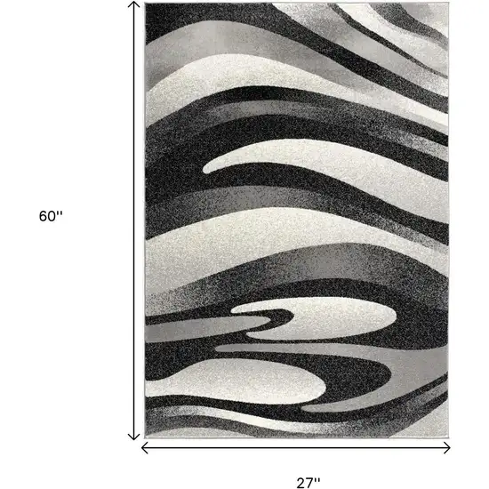 Black And Gray Abstract Area Rug Photo 3