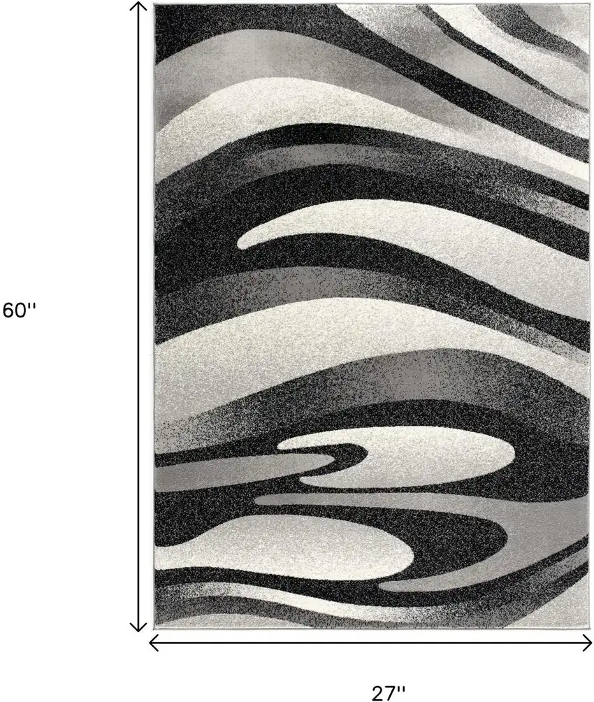 Black And Gray Abstract Area Rug Photo 3