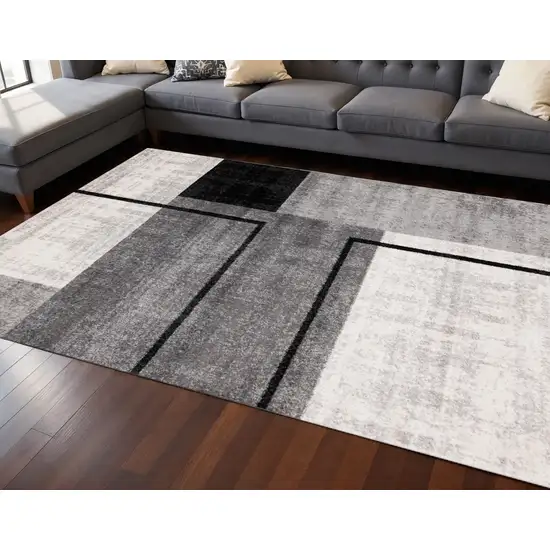 Black And Gray Abstract Area Rug Photo 1