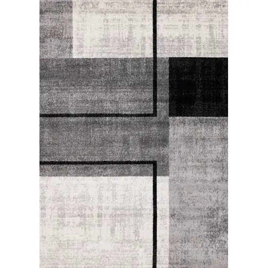 Black And Gray Abstract Area Rug Photo 2
