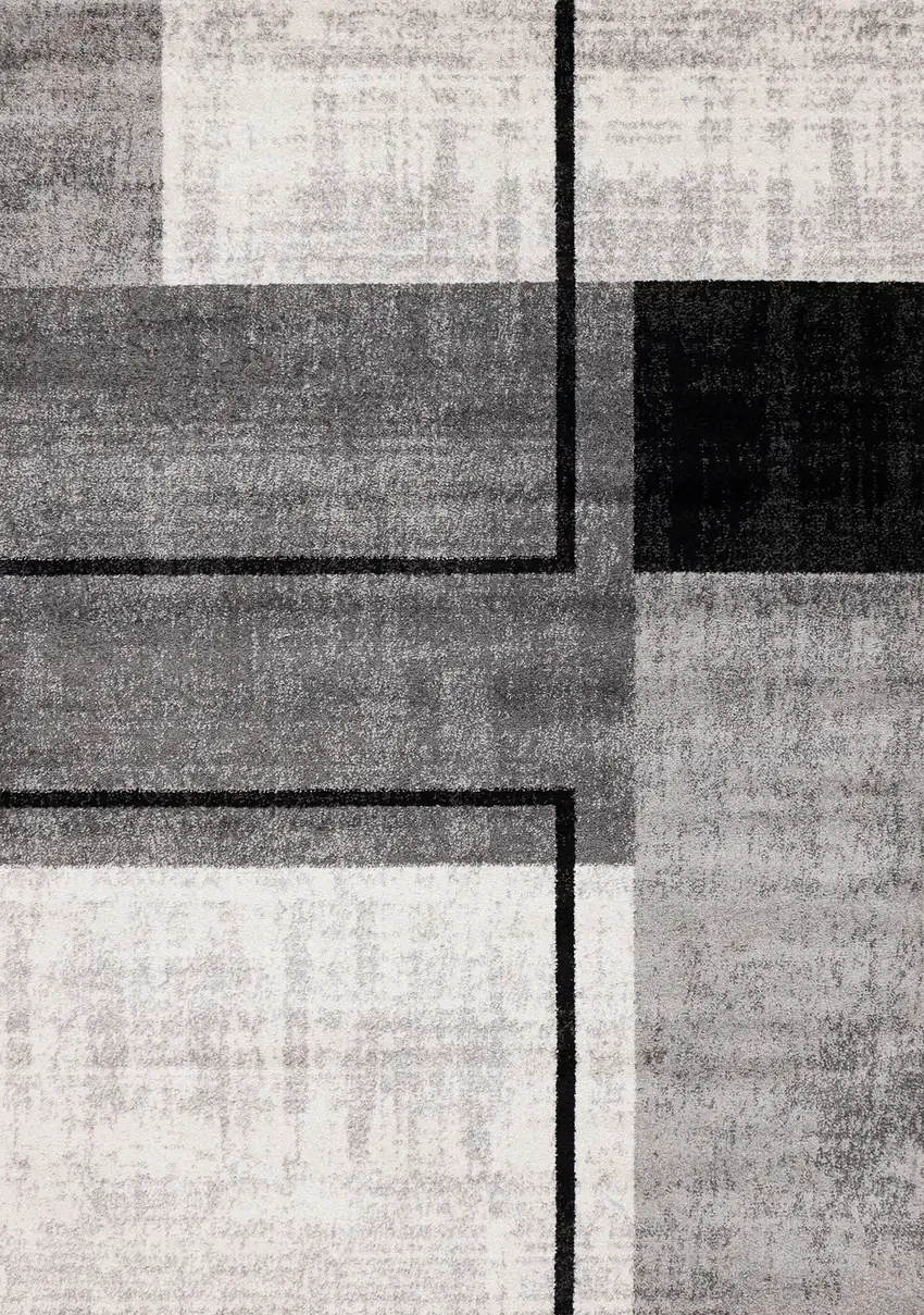 Black And Gray Abstract Area Rug Photo 2