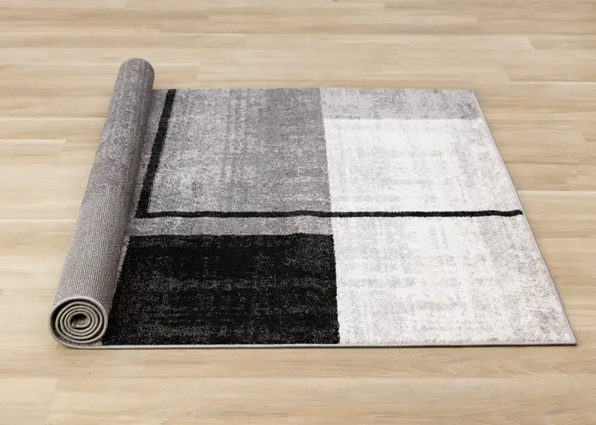 Black And Gray Abstract Area Rug Photo 9