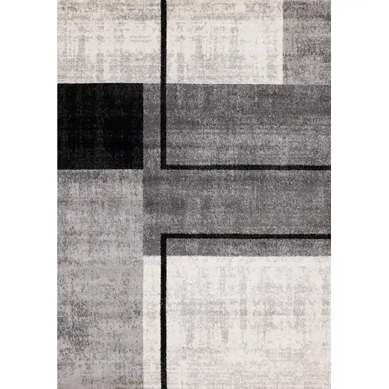 Black And Gray Abstract Area Rug Photo 3