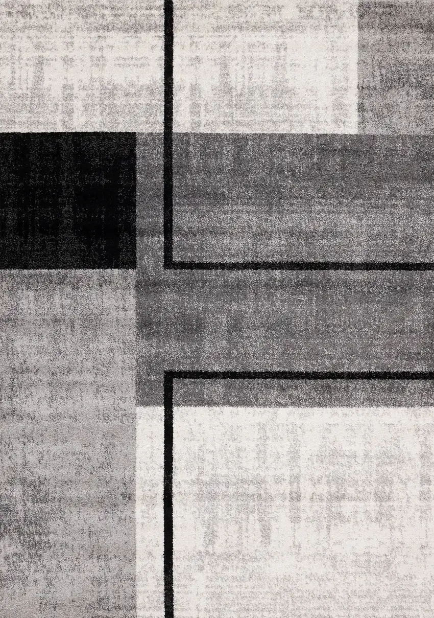 Black And Gray Abstract Area Rug Photo 3