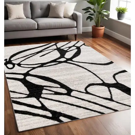 Black And Gray Abstract Area Rug Photo 1