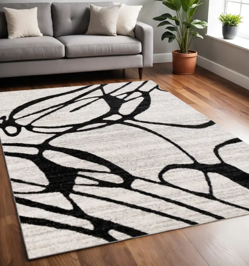 Black And Gray Abstract Area Rug Photo 1