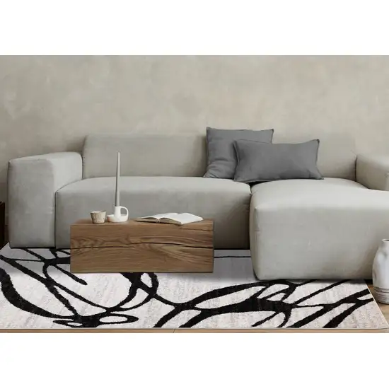 Black And Gray Abstract Area Rug Photo 6