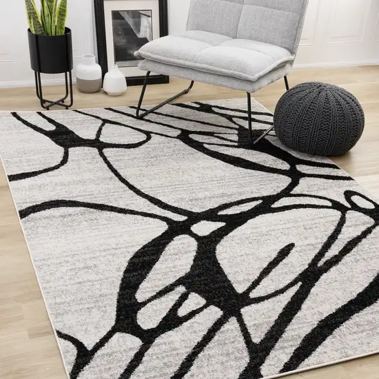 Black And Gray Abstract Area Rug Photo 5