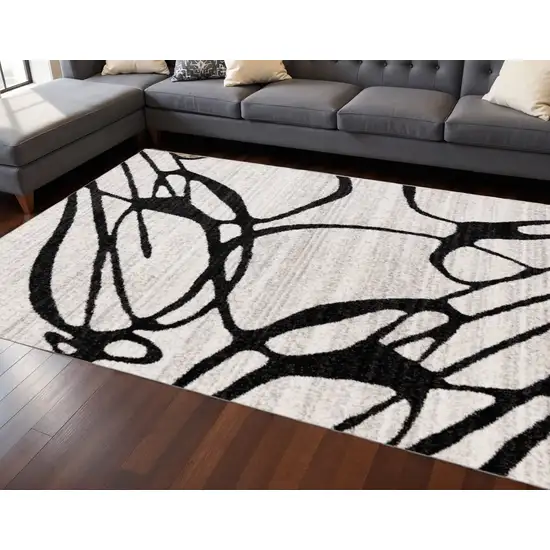 Black And Gray Abstract Area Rug Photo 1