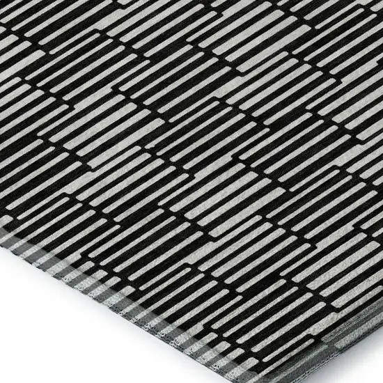 Black And Gray Abstract Geometric Washable Area Rug With UV Protection Photo 4