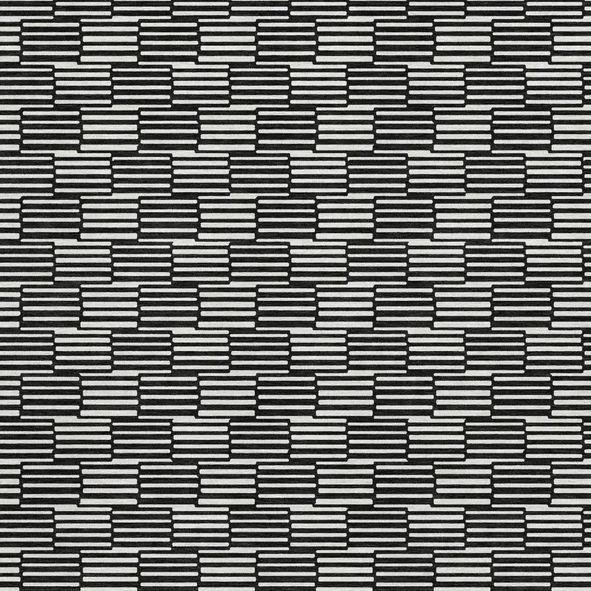 Black And Gray Abstract Geometric Washable Area Rug With UV Protection Photo 4